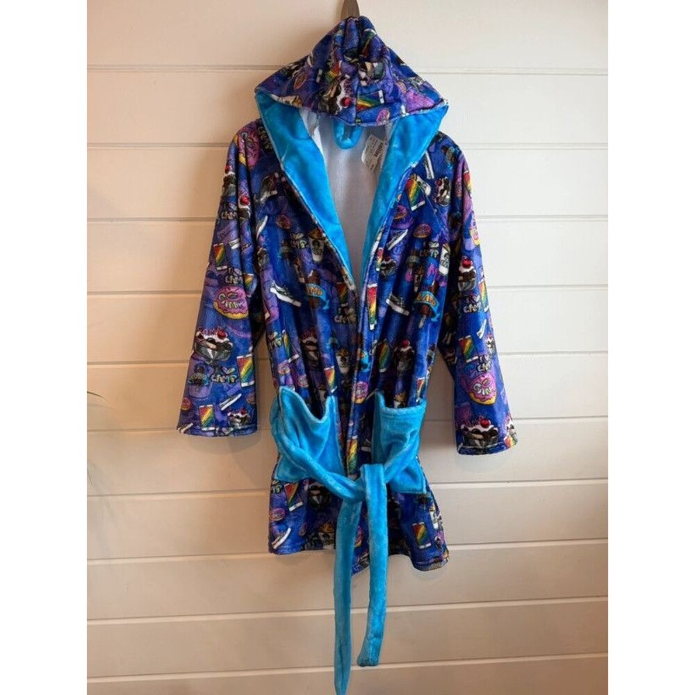 NWT Penelope Wildberry "Camp Sundae" Fuzzy Hooded Robe - Girls Size L